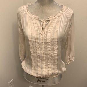 Express | Sheer Shimmer Cream Blouse Top
